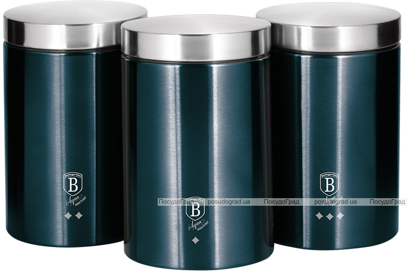 Набор банок Berlinger Haus Aquamarine Edition 3 банки Ø11х17.8см из нержавеющей стали