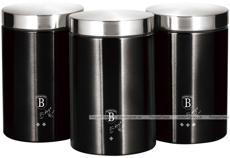 Набор банок Berlinger Haus Black Silver 3 банки Ø11х17.8см из нержавеющей стали