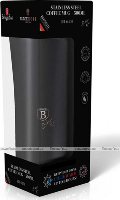 Термокружка Berlinger Haus Black Rose 500мл, нержавеющая сталь