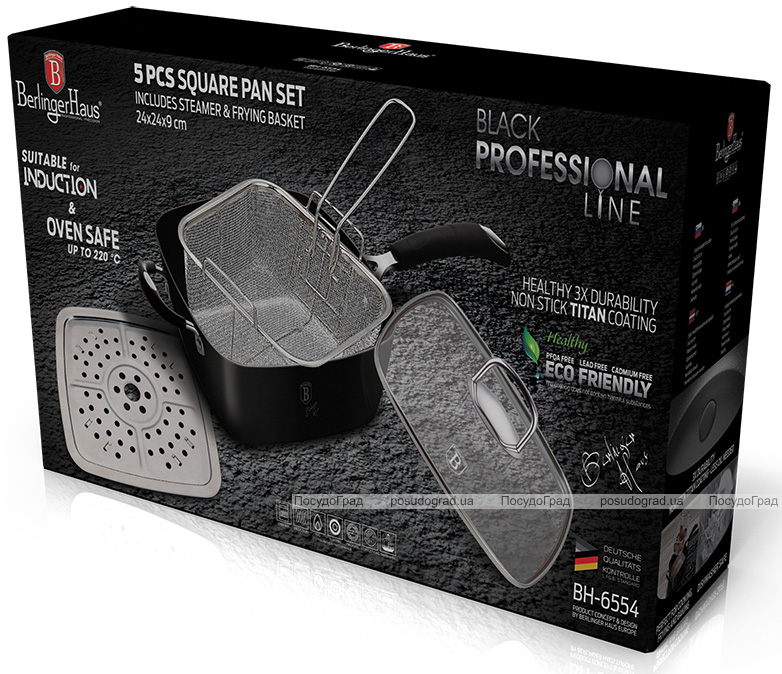 Мульти-сковорода Berlinger Haus Black Professional Line (5 в 1) Ø24х24х9см с титановым покрытием