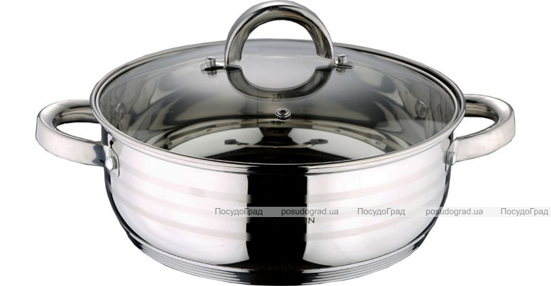 Каструля Blaumann Gourmet 2.75л Ø22х8см з нержавіючої сталі зі скляною кришкою (1002)