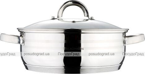 Каструля Blaumann Gourmet 2.75л Ø22х8см з нержавіючої сталі зі скляною кришкою (1002)