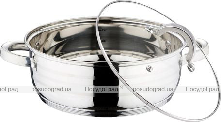 Каструля Blaumann Gourmet 2.75л Ø22х8см з нержавіючої сталі зі скляною кришкою (1002)