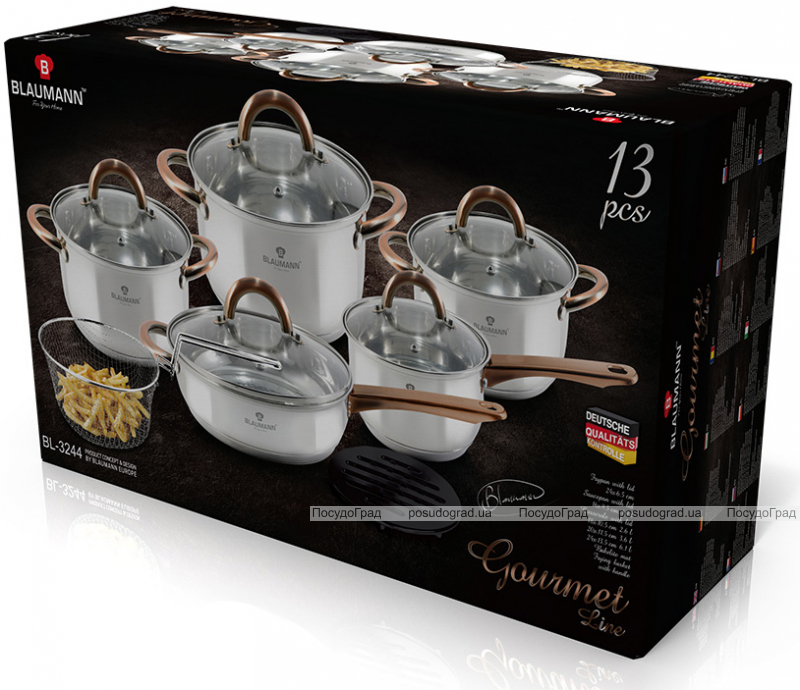 Набор кухонной посуды Blaumann Gourmet 13 предметов из нержавеющей стали