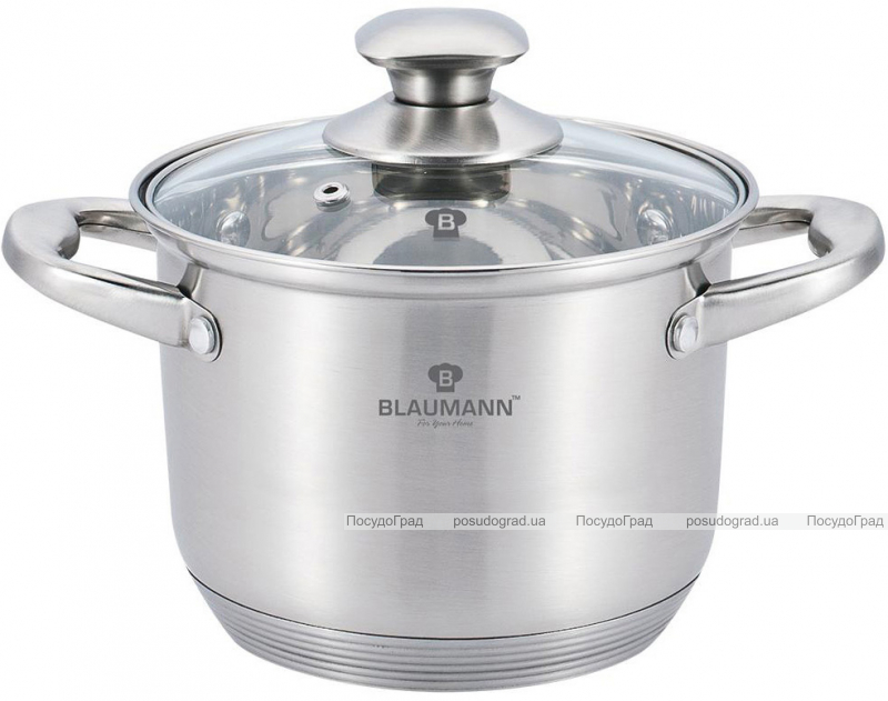 Каструля Blaumann Gourmet 9.5л Ø26х19см з нержавіючої сталі зі скляною кришкою