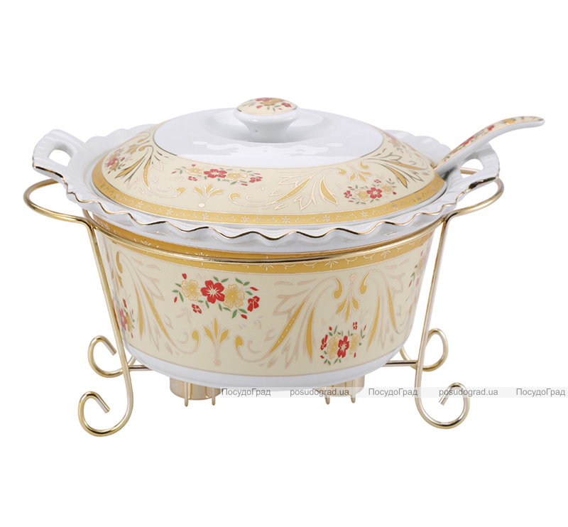 Мармит DaVinci Apollonia 2,5л фарфор с золотым декором, круглая форма