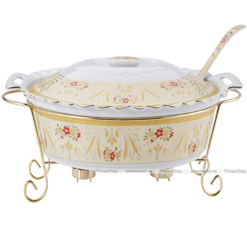 Мармит DaVinci Apollonia 3,4л фарфор с золотым декором, овальная форма