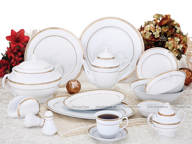 Столовый сервиз Da Vinci "Gold White" 49 предметов на 6 персон