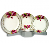 Столовый набор Greek Ornament With Pink Rose Round 30 предметов на 6 персон