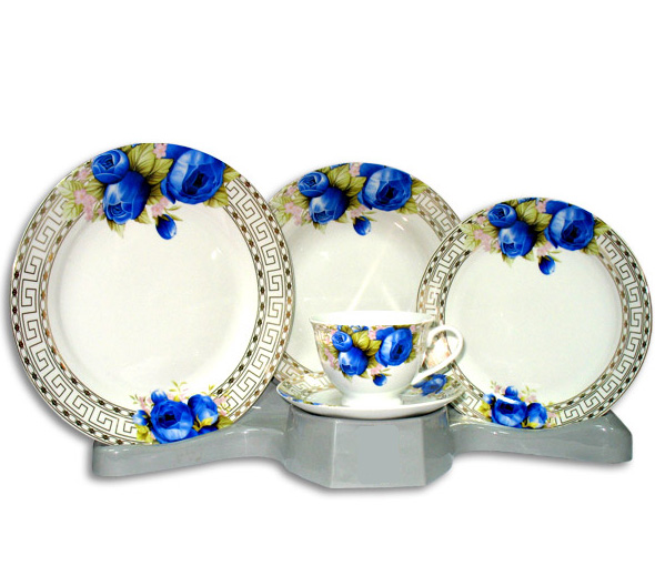 Столовий набір Greek Ornament With Blue Rose Round 30 предметів на 6 персон