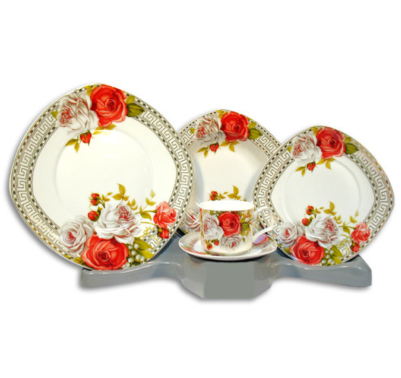 Столовий набір Greek Ornament With Red and White Roses 30 предметів на 6 персон