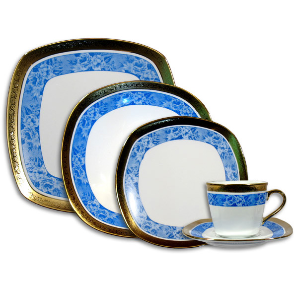 Столовий набір Golden Square Blue Chrysanthemum 30 предметів на 6 персон