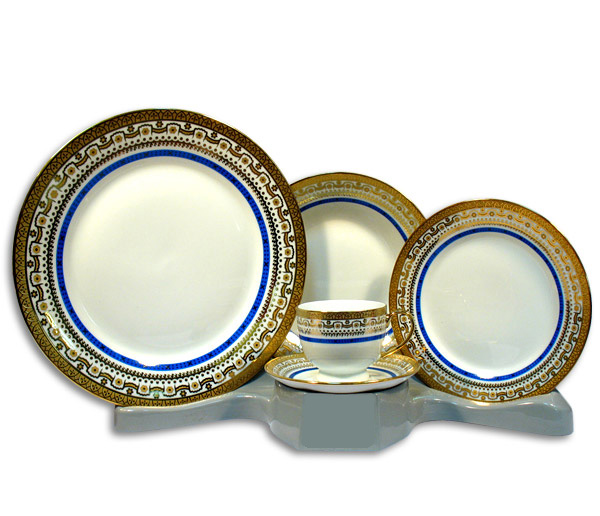 Столовий набір Elina Gold with a Blue Band 30 предметів на 6 персон