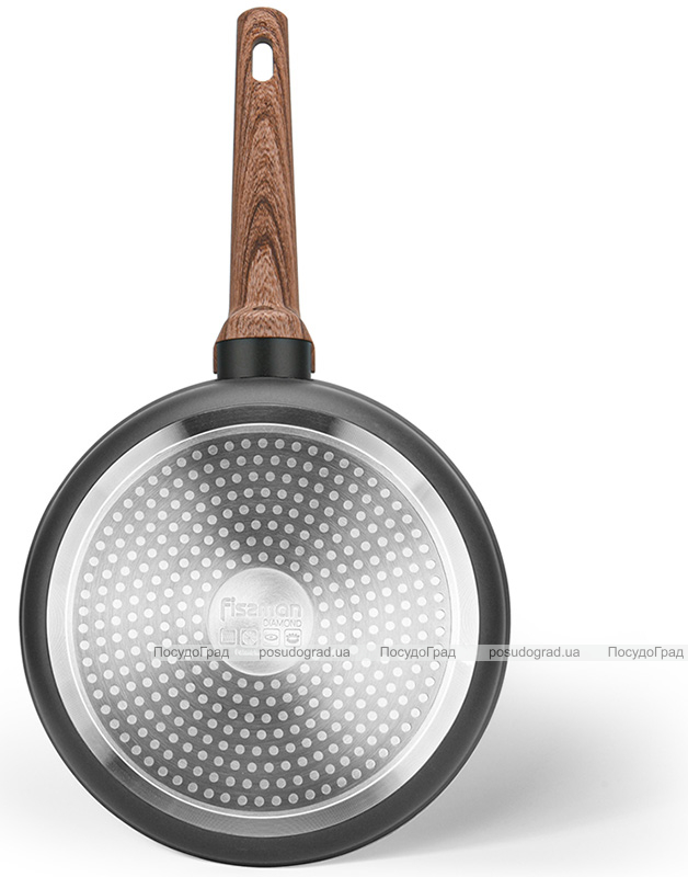 Сковорода глибока Fissman Diamond Grey Ø24см з 5-шаровим антипригарним покриттям, чорний