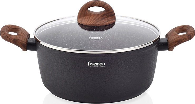 Каструля Fissman Vesuvio Stone 4.2л з антипригарним покриттям Platinum