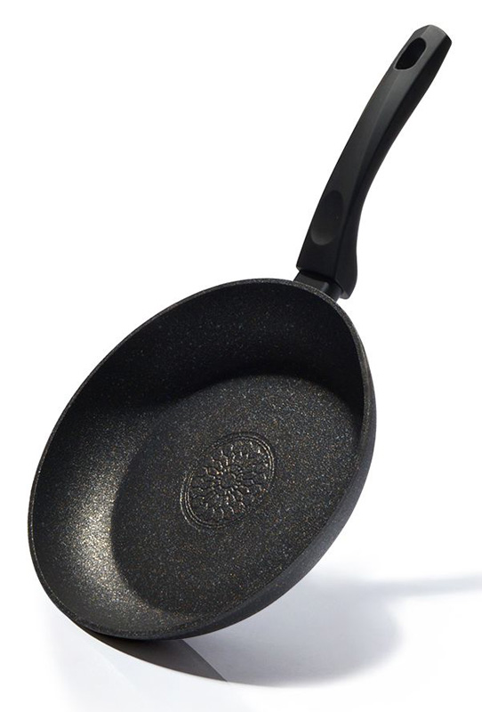 Сковорода Fissman Fuego Stone Black Ø24см з антипригарним покриттям Platinum (кам'яна крихта)