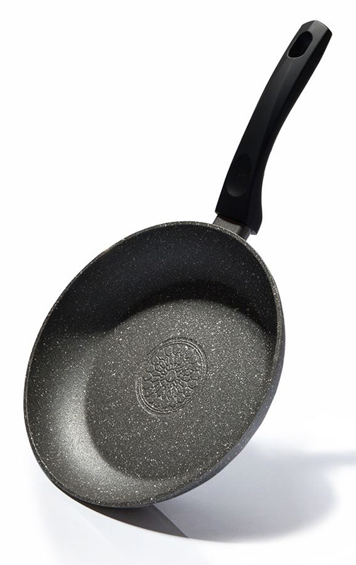 Сковорода Fissman Fuego Stone Grey Ø24см з антипригарним покриттям Platinum (кам'яна крихта)