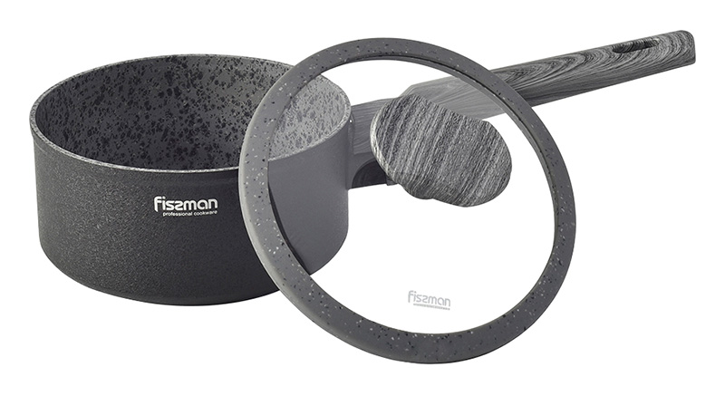 Ківш Fissman Charm Stone 1.4л зі скляною кришкою, антипригарне покриття