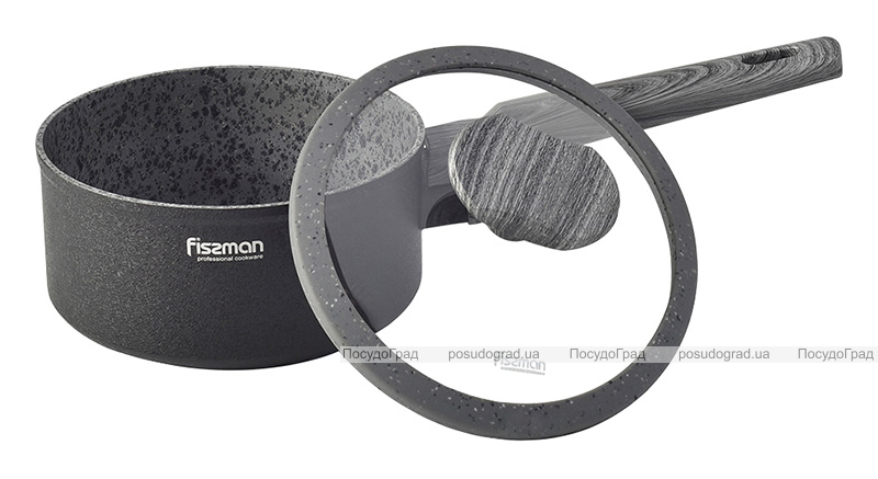 Ківш Fissman Charm Stone 1.4л зі скляною кришкою, антипригарне покриття