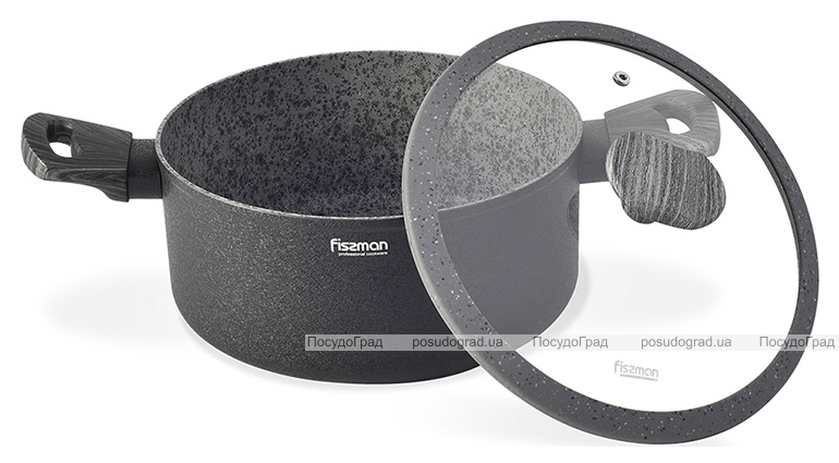 Каструля Fissman Charm Stone 2.7л зі скляною кришкою, антипригарне покриття
