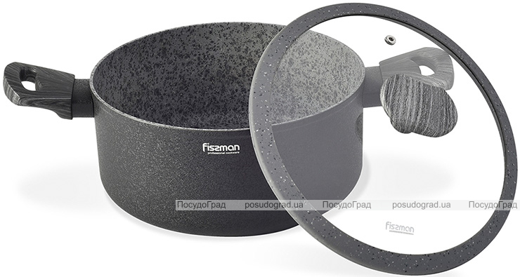 Каструля Fissman Charm Stone 4.7л зі скляною кришкою, антипригарне покриття