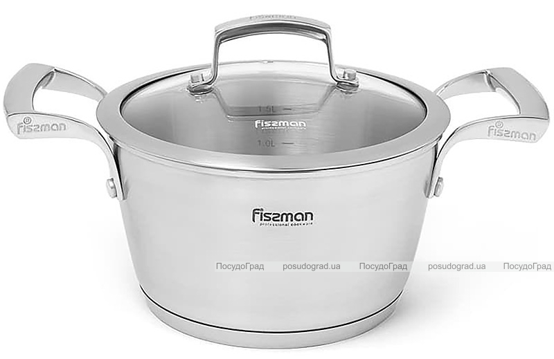 Каструля Fissman Millenium 2.1л з нержавіючої сталі зі скляною кришкою