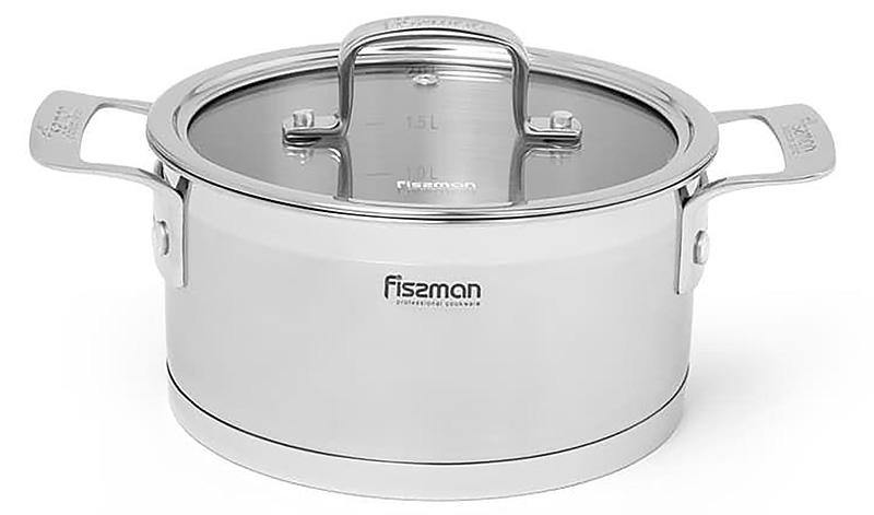 Каструля Fissman Fobus 2.2л з нержавіючої сталі зі скляною кришкою