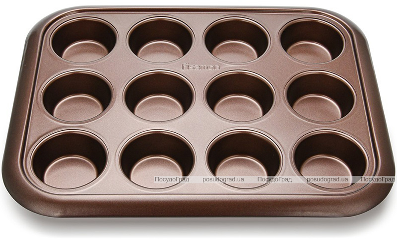 Форма для кексов и маффинов Fissman Chocolate 38x30x3.5см, 12 ячеек