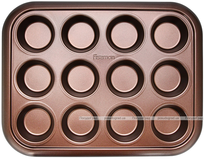 Форма для кексов и маффинов Fissman Chocolate 38x30x3.5см, 12 ячеек