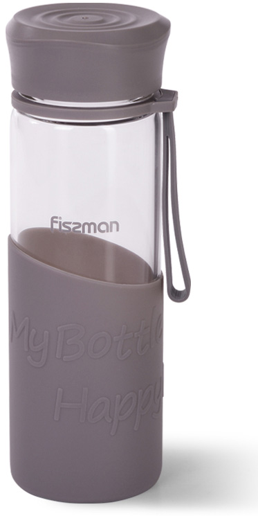 Пляшка спортивна Fissman Sport Line 500мл, скляна, сіра