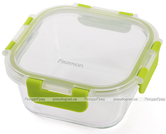 Контейнер для продуктов Fissman Purity 470мл стеклянный, 14х14х6см квадратный