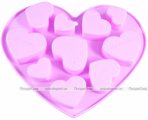 Форма для льда и конфет Fissman "The Hearts" силиконовая 17.8х14см, 9 ячеек