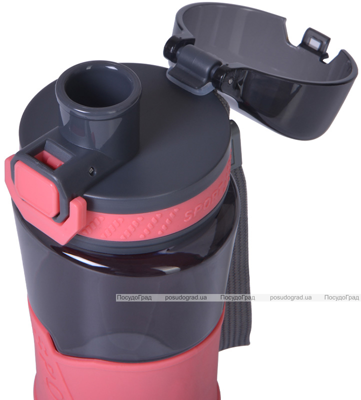 Бутылка спортивная Fissman Pink 520мл пластиковая, черная с розовым