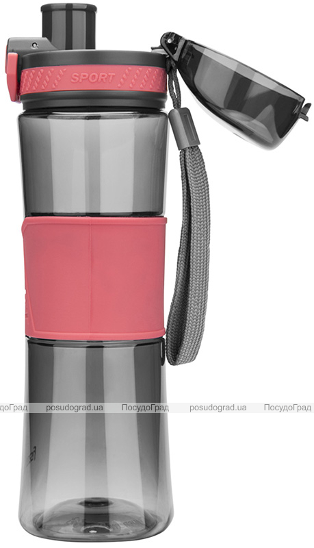 Бутылка спортивная Fissman Pink 520мл пластиковая, черная с розовым