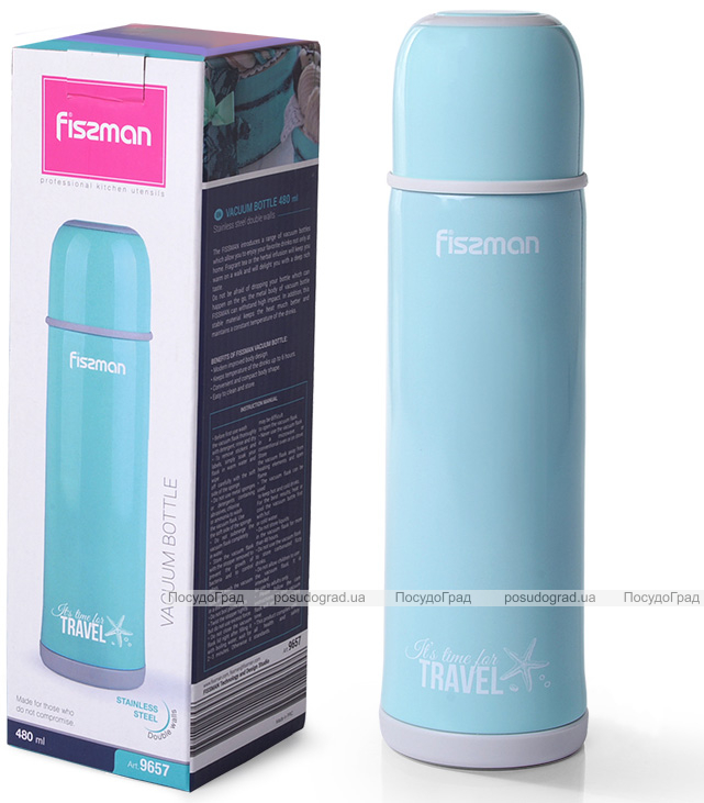 Термос Fissman Ayge Blue 480мл из нержавеющей стали