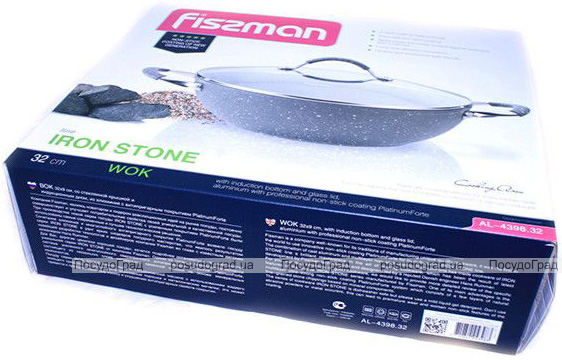 Вок Fissman Iron Stone Ø32х9см зі скляною кришкою