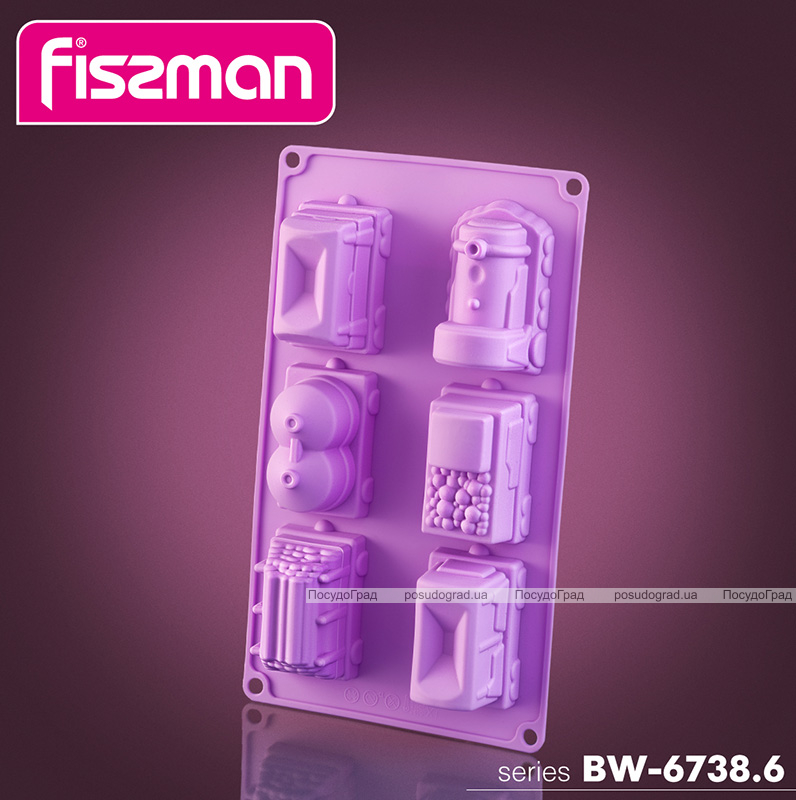 Форма для випічки Fissman Поїзд силіконова 30х17см, 6 осередків
