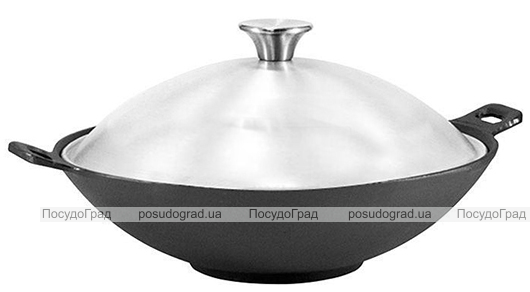 Вок чугунный Fissman 3.4л с алюминиевой крышкой