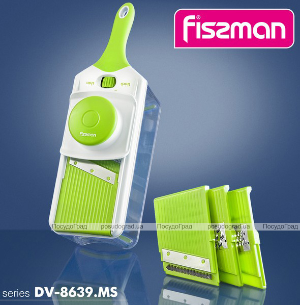 Терка-шинківниця Fissman з контейнером, 4 змінних леза, з контейнером