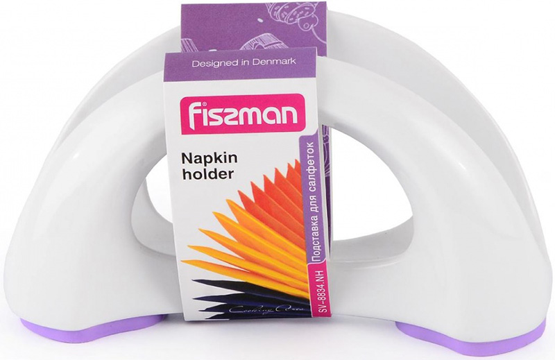Салфетница Fissman 16х8см керамическая с сиреневым силиконовым основанием