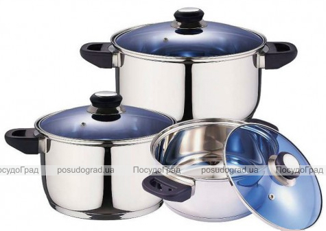 Каструля Kaiserhoff Blue Sky 1,9 л з блакитною скляною кришкою