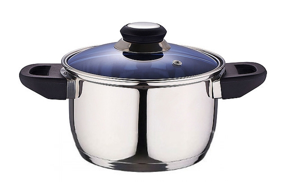 Каструля Kaiserhoff Blue Sky 3,6л з блакитною скляною кришкою
