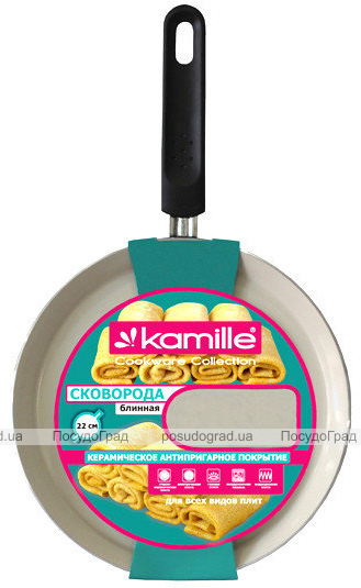 Сковорода для млинців Kamille Crepe Pan Ø22см керамічним антипригарним покриттям біла