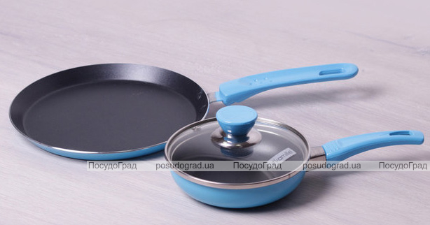Набор сковорода блинная Kamille Colorful Kitchen Ø22см и сковорода Ø14см с крышкой