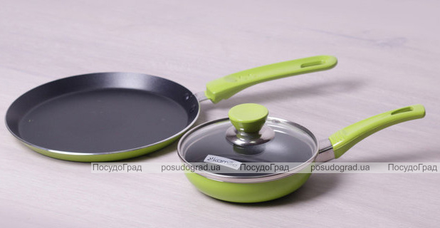 Набор сковорода блинная Kamille Colorful Kitchen Ø22см и сковорода Ø14см с крышкой