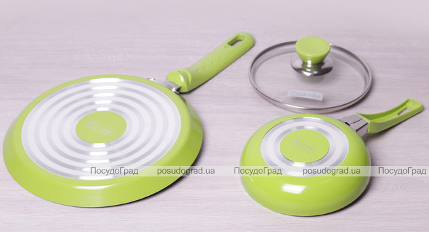 Набор сковорода блинная Kamille Colorful Kitchen Ø22см и сковорода Ø14см с крышкой