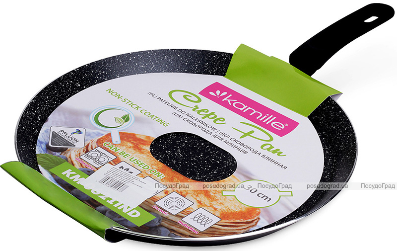 Сковорода для млинців Kamille Crepe Pan Marble Ø30см з мармуровим покриттям