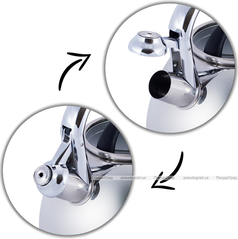 Чайник Kamille Whistling Kettle 2.8л из нержавеющей стали со свистком и стеклянной крышкой
