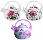 Чайник емальований Kamille Spring Flowers 2.5л зі свистком