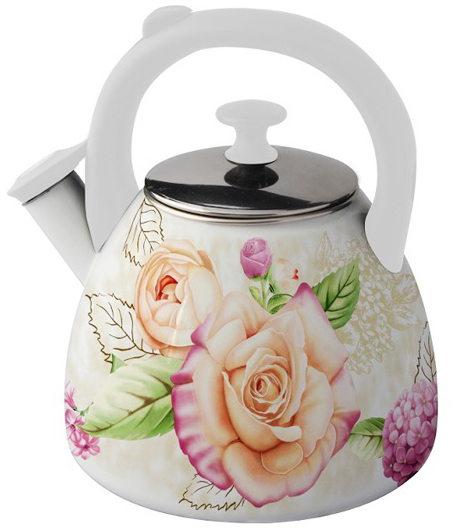 Чайник емальований Kamille Spring Flowers-I 2.8л зі свистком